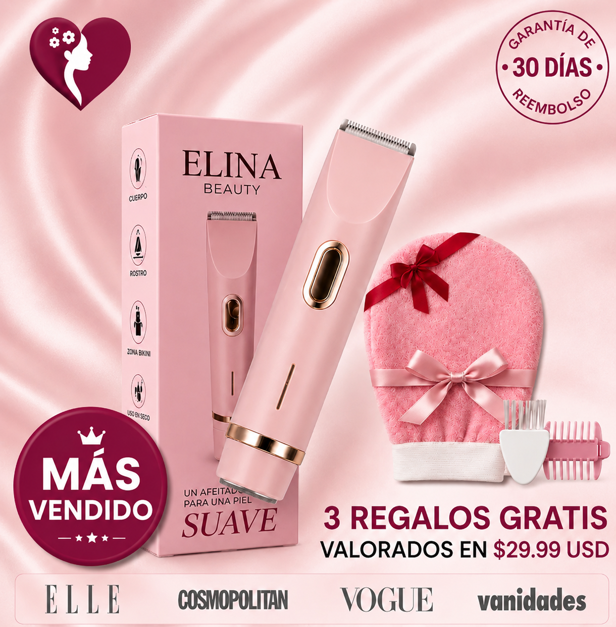 Depiladora 2 en 1 ELINA BEAUTY para Piel Sensible