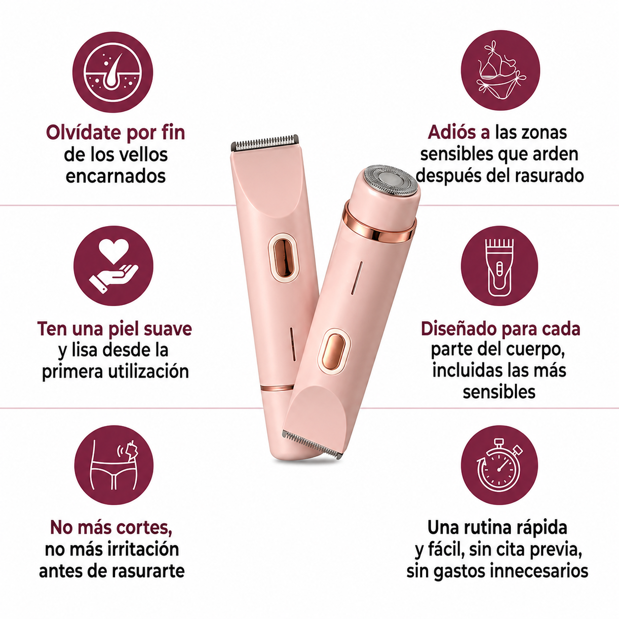 Depiladora 2 en 1 ELINA BEAUTY para Piel Sensible